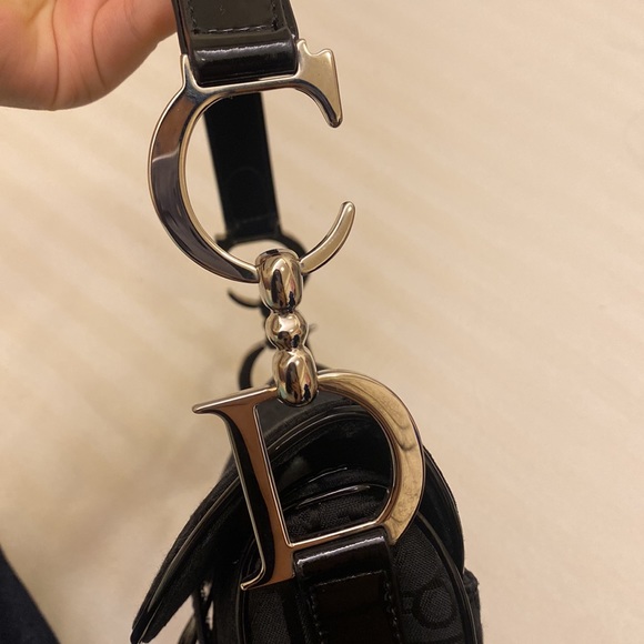 Vintage Dior saddle bag black in monogram classic authentic mint silver - Picture 6 of 12